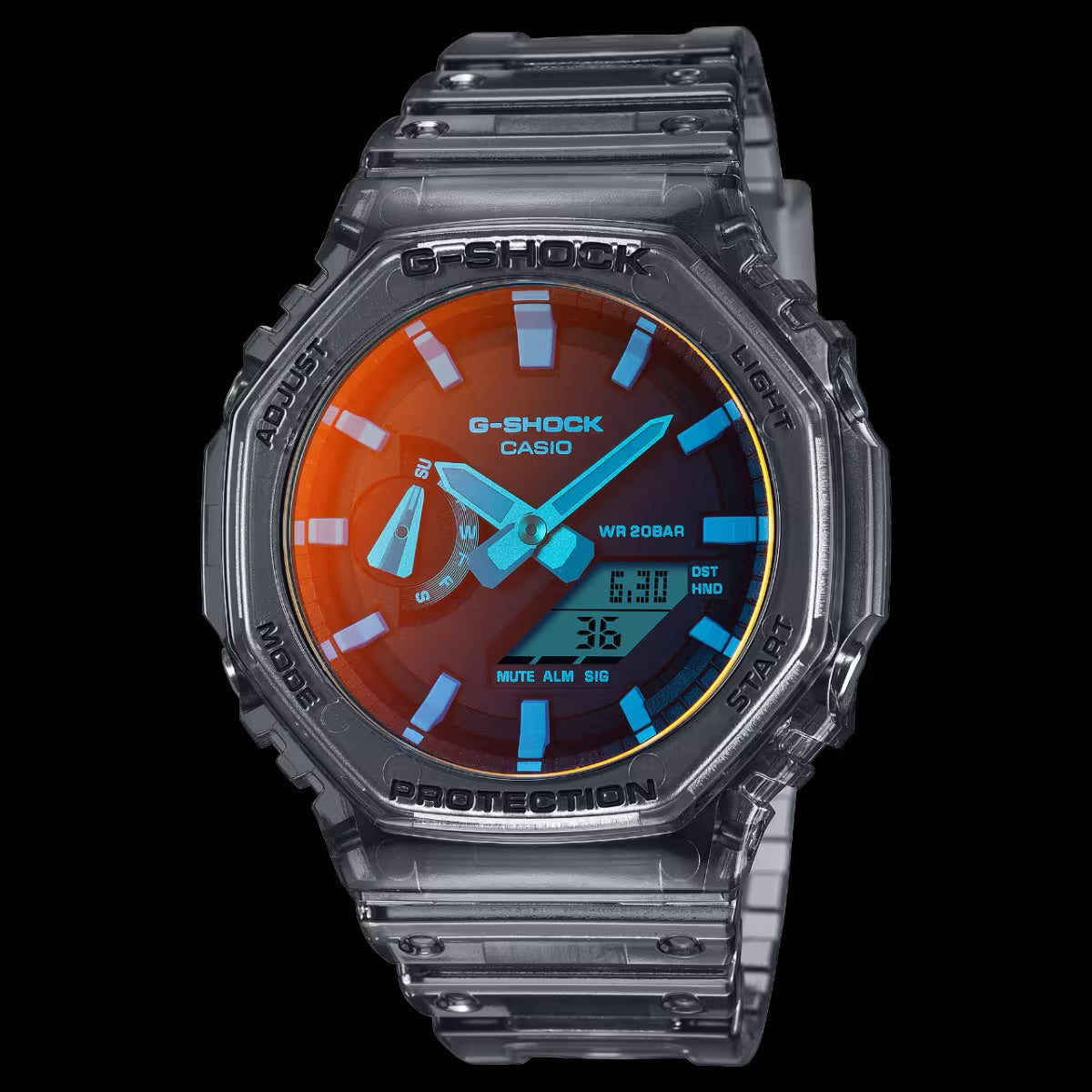 G SHOCK GA-2100TLS-8AER - Blue Red Dial / Grey Resin Strap