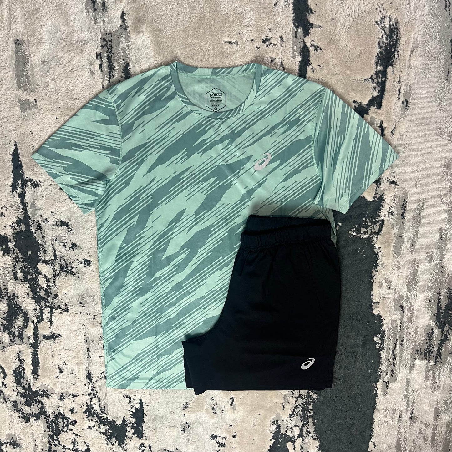 ASICS CORE PRINTED SHORT SET - AQUA GREEN