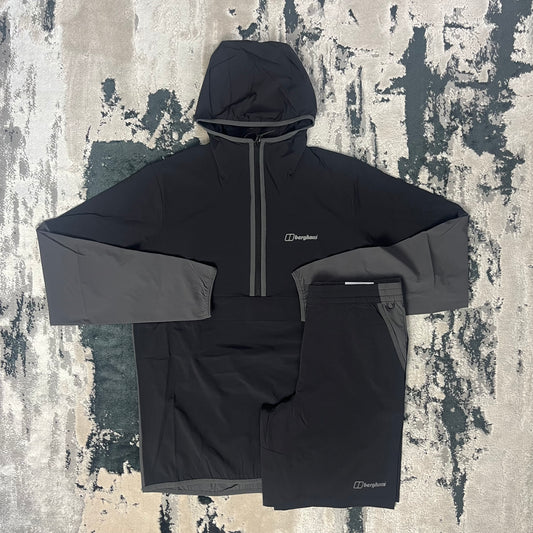 MENS BERGHAUS WANDERMOOR 1/2 ZIP HOODIE SET - BLACK