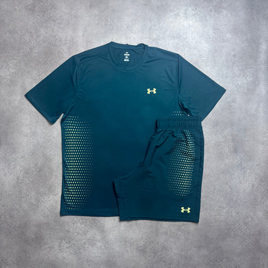 UNDER ARMOUR TECH SHORT SET - GREEN / NEON