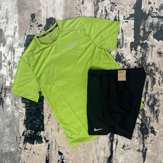 NIKE MILER 1.0 T SHIRT & SHORT SET - KIWI