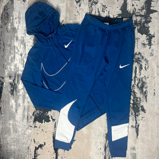 NIKE DRI FIT FLEECE FULL ZIP TRACKSUIT - BLUE