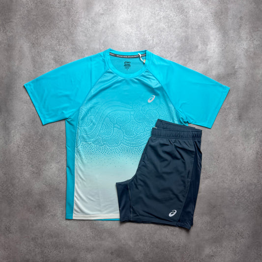 ASICS IBUKI SHORT SET - AQUA / GREY