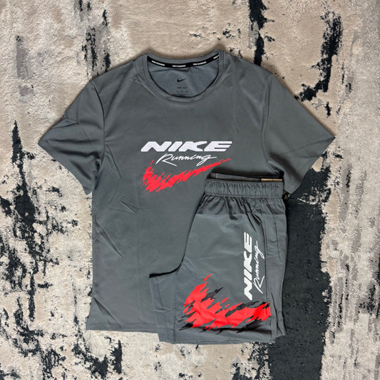 NIKE MILER HBR SET - GREY / RED