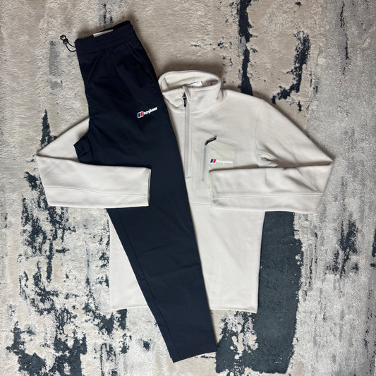 BERGHAUS 1/4 ZIP FLEECE TRACKSUIT - BEIGE / BLACK