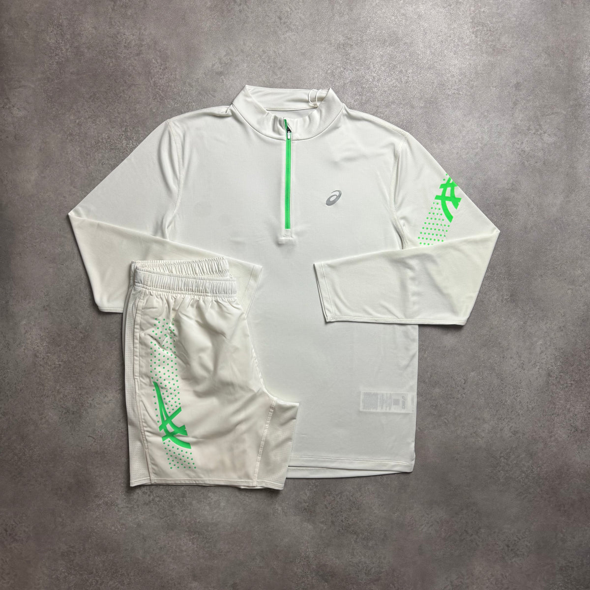 ASICS 1/4 ZIP CORE SET - BEIGE / GREEN