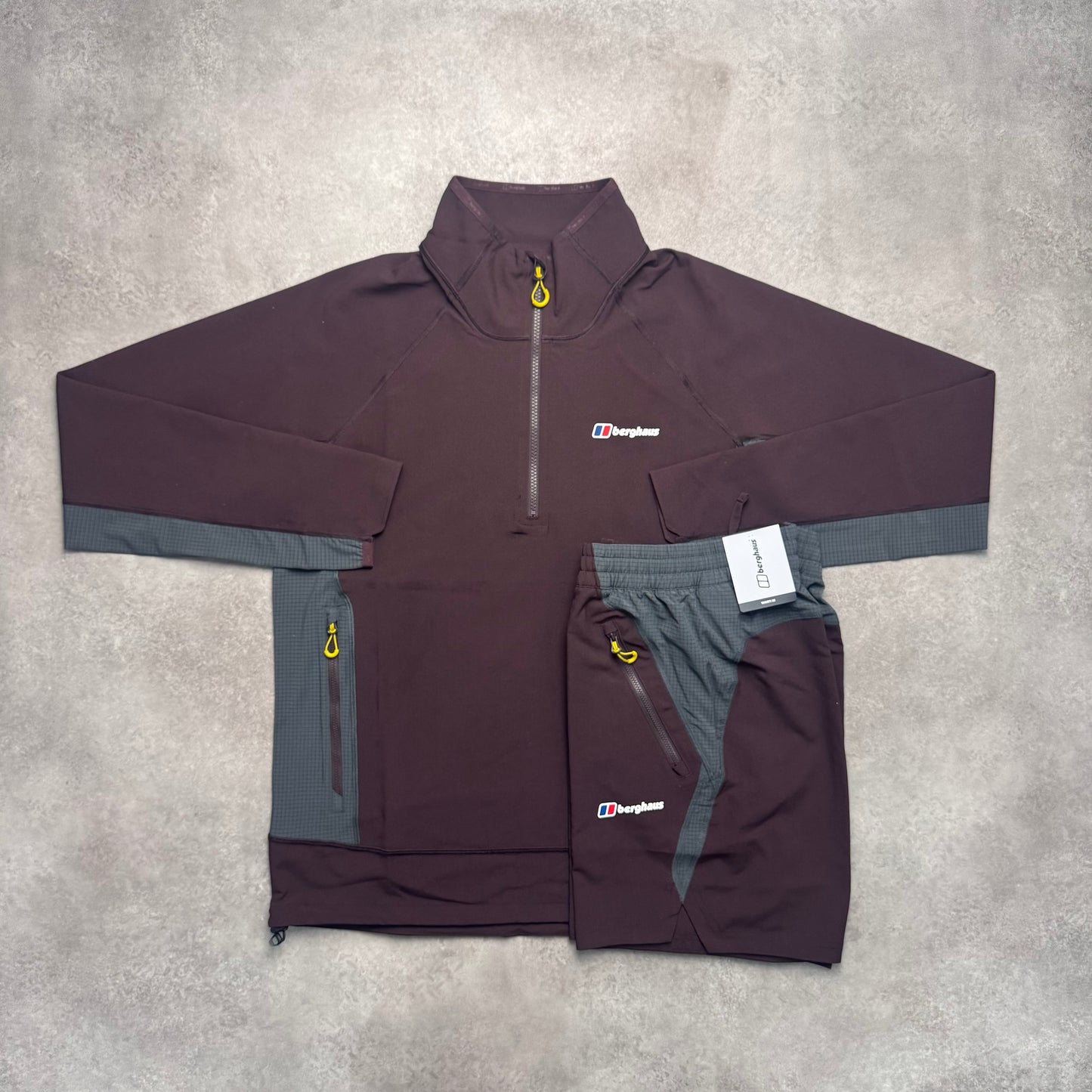 BERGHAUS 1/4 ZIP WAVER SHORT SET -DARK RED