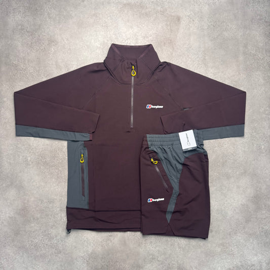 BERGHAUS 1/4 ZIP WAVER SHORT SET -DARK RED