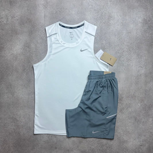 NIKE MILER VEST SET - WHITE / GREY