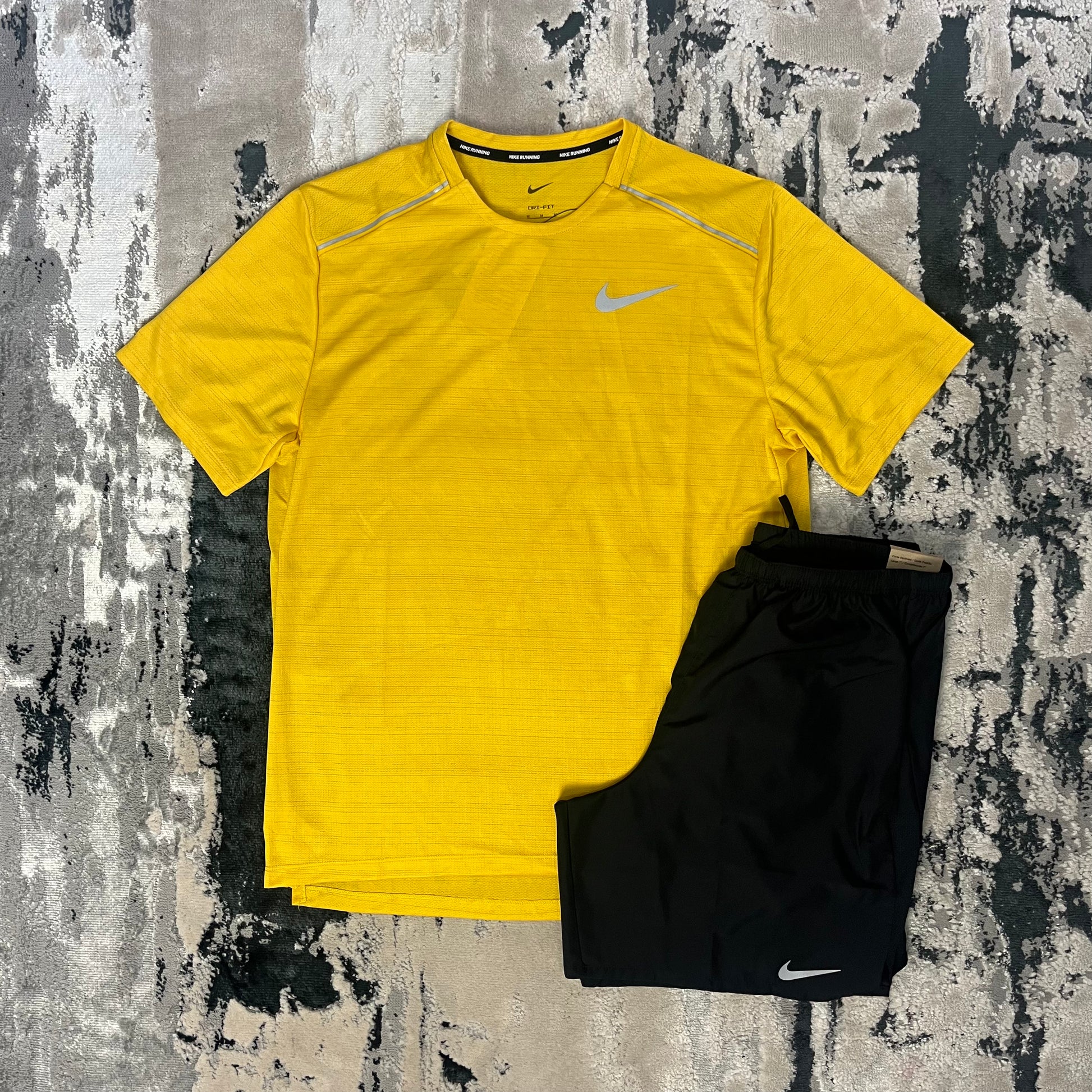 NIKE DRI FIT MILER 1.0 T SHIRT CHALLENGER SET YELLOW